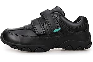 EGGSEED Boys School Shoes Classic Black Leather Shoes Size 12.5uk Little Kids-6.5uk Big Kids
