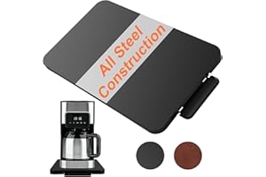 WHALEME Sliding Tray for Coffee Maker Slider - Coffee Pot Sliders for Counter Heavy Kitchen Appliances, Under Cabinet Rolling Appliance Tray for Countertop Storage Moving with Wheels 9" X 14.5"