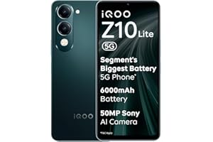 iQOO Z10 Lite 5G (Cyber Green, 6GB RAM, 128GB Storage) | 6000 mAh Battery | Dimensity 6300 5G Processor with 433K+* AnTuTu Score | IP64 Rated & Military Grade Shock-Resistance*