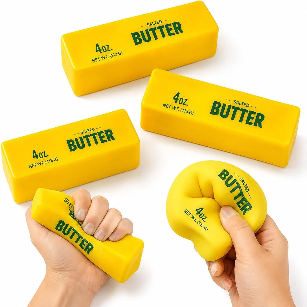 Talky Butter Squishy Tereyağı Şeklinde Stres Oyuncağı, Yumuşak ve Yavaşça Eski Formuna Dönen Sıkma Oyuncağı, Çocuk ve Yetişkinler İçin Eğlenceli Fidget Oyuncak