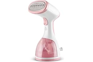 HOMEASY Clothes Steamer, Garment Steamer 5 in 1 Handheld Fabric Steamer Wrinkle Remover Steam Cleaner with Fast Heat-up Function for Home and Travel, Pink, Small