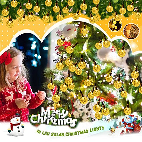 lederTEK, Solar Lichterkette Außen mit LED Kugel 6m 30LED 8 Modi warmweiß Außenlichterkette Wasserdicht mit Lichtsensor Weihnachtsbeleuchtung Beleuchtung für Weihnachten - 2