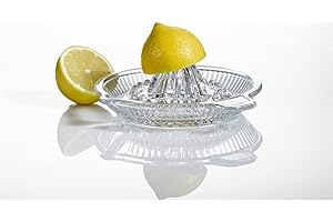 DUHALINE Zitronenpresse, tragbare Zitruspresse, Kristallreibahle, manuelle Saftpresse mit Griff und Ausguss für frischen Saft, Limettenorange, schweres klares Glas