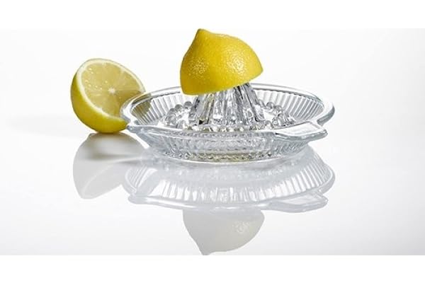 DUHALINE Presse-agrumes portable, alésoir cristal, presse-agrumes manuel avec poignée et bec verseur pour jus frais, orange citron vert, verre clair lourd