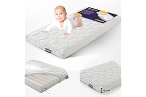 ‎GOWOLL gowoll Baby Mattress 70 x 160 cm Made of Cold Foam with Anti-Choking Channel 6 cm Height Children's Mattress for Baby Bed House Bed and Travel Cot (Wave Baby)