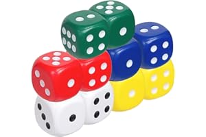 D.A.Y. REPUBLIC Pack of 10 Replacement Dice - Colourful 6-Sided Standard Size, 14mm 5 Colours, Rounded Edges for Smooth Rolling D6 Dice Set for Board Games, Poker, Classroom Teaching, Maths,