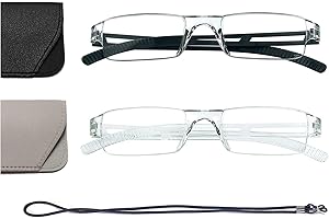 ‎HUBEYE Hubeye 2er-Pack Rahmenlose Lesebrille Leicht und Bequem Anti Blaulicht Lesehilfe für Damen Herren mit Brillenholster 1.75
