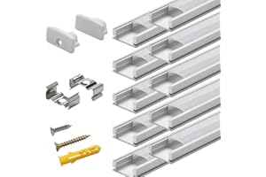 STARLANDLED Profilé LED Aluminium Anodisé - 10x1mètre Aluminium Profilé U-forme pour Ruban LED, Compact Facile-à-couper avec Tous les Accessoires Nécessaires en Pack