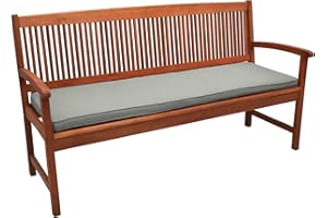 Brillars Garden Bench Cushion – 3 Seater Bench Seat Pad – 143x52 CM – 6 CM Thick – Weather & WaterProof Fabric – Long Garden Chair Patio Pub Furniture Cushion Outdoor/Indoor (Silver Grey)