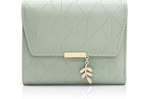 REETEE Ladies Purse Wallet PU Leather Wallet for Women Small Womens Wallet with Pendant, Bifold Purses for Women with Coin Zipper Small Purse and 6 Card Slots (Green-1)