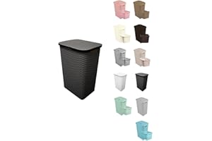 JARDIN202 - Pongotodo Diseño Rattan para Colada - Cesto Para la Ropa Sucia | 60 litros (Negro)