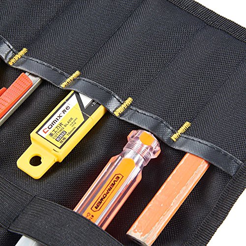 Babimax Rolltasche Werkzeugetasche Tragetasche Schwarz 600 Denier Nylon aus Oxford leer handtragend Stifthalter Dukumententasche mit 20 Fächer leer für Techniker und Mechaniker - 4