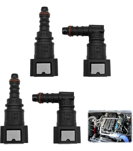 2 Raccords Rapides à 90° Pour Tuyau Carburant – ID 7,89 Mm, Compatible Tuyaux Nylon 6 Mm