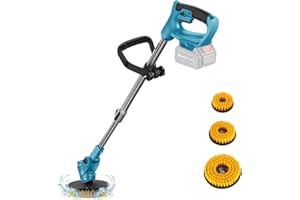 JOPWUE Brosse Motorisée Télescopique, Diam.125 mm, Brosse en Nylon avec 5 000rpm,Perche 90cm à 125cm, avec 3 Brosses,Compatible avec 21V, Non Incluse,pour Plancher,Voiture,Fenêtre,Cuisine (sans Batterie)