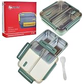 Fixpoint Paslanmaz &Ccedil;elik Beslenme Kabı, 1050ml, Yeşil, &Ccedil;ok B&ouml;lmeli, Kaşık &Ccedil;atal Dahil, P-1421