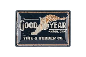Nostalgic-Art Cartel de chapa retro, Goodyear - Wing Foot Logo – Idea de regalo para amantes a coches y motos, metálico, Diseño vintage, 20 x 30 cm