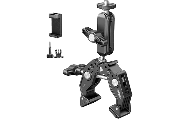 NEEWER Superklämma med 7,6 cm dubbelhuvud magisk arm kulhuvud, kall klo, 6,35 mm gänga, monteringsadapter för telefon/actionk