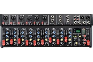 Citronic | CSR-63 9-Channel Rack-Mountable Mixing Console with 16-Preset DSP Effects, Bluetooth Connectivity, Adjustable Depth Panels, and Comprehensive Input Options