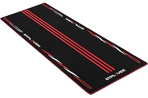 GTPLAYER Gaming Teppich 143x71CM, Floor Mat speziell für Rennsimulationsspieler, super griffige Antirutschmatte,Rot