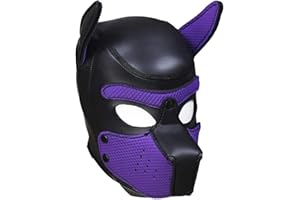 YiQin RWSX Hundemaske, Weiche Latex Petplay Hundemaske mit Ohren Welpenmaske Hunde Masken, Abnehmbarer Mund, Geeignet für Halloween, Urlaubsparty