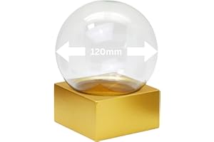 ‎SNOWGLOBE FOR YOU - DO IT YOURSELF 120mm-Do-it-Yourself Schneekugel Bastelset | DIY Glaskugel Sockel Gold matt eckig | B: 120mm H 140 mm | 40100