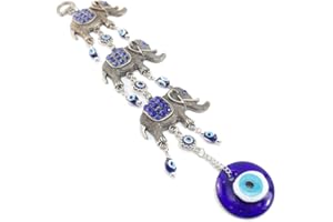 PEILI Turkish Blue Evil Eye Hamsa Hand Car Wall Hanging Decoration Ornament (Elephant)