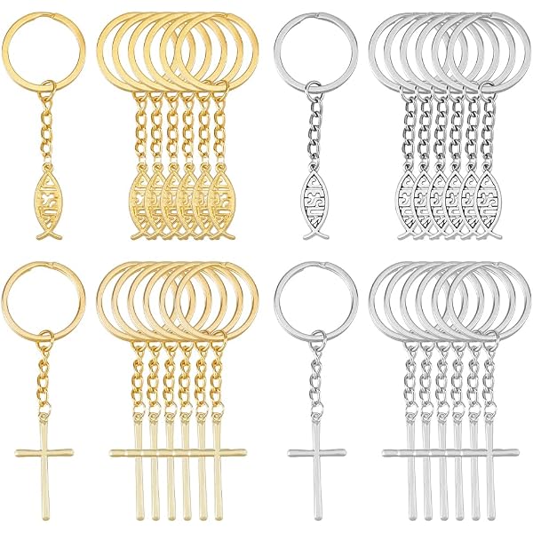 WEBEEDY 4 Stück Kreuz-Karabiner Schlüsselanhänger – Christliche Schlüsselkette Aus Zinklegierung, Für Rucksack, Tasche & Als Geschenk