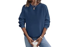 TICTICMIMI Lässige Damen-Sweatshirts mit Rundhalsausschnitt, langärmelig, lockere Passform, Herbst-Shirt