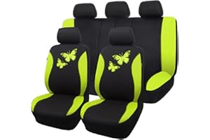 ‎FLYING BANNER Flying Banner Atmungsaktive Mesh Auto Sitzbezüge, Bunte Schmetterling Offsetdruck Muster, Airbag Kompatibel Protector(Komplettes Set, Grün)