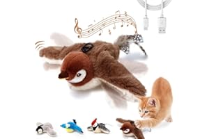 BAYUYPOO Flappy Chase zabawka dla kota, Flappy Chase Bird Cat Toy, interaktywna trzepotająca zabawka dla kota, ćwierkający ptak zabawka dla kota trzepoczące skrzydła, latający interaktywna symulacja