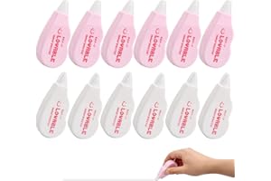 Xzeemo 12 szt. taśma korekcyjna, 4 m x 5 mm, różowo-biała