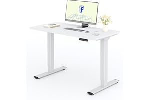 ‎FLEXISPOT FLEXISPOT Höhenverstellbarer Schreibtisch mit 2 Motoren & 25MM einteiliger Tischplatte,ergonomischer Bürotisch - 120 x 60 cm Weiß, weißes Gestell