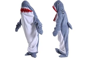 ‎SHAMDON HOME COLLECTION Shamdon Home Collection Hai Decke für Erwachsene Kind, Wearable Shark Blanket Deckenpullover für Damen Herren, Gemütlicher Superweicher Tragbare Hoodie Decke Schlafsack Onesie Hai Kostüm