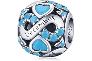 Shining Charm Christmas Valentines Birthstone Charms for Bracelets 925 Sterling Silver Infinity and Heart Bead Charm Jewellery Happy Birthday Gifts for Women Girls