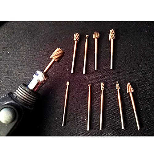 JTENG 10 Teilig Bohrer Fräser Set Raspel Set Bohrmaschine Kugelfräser Zylinderfräser Zapfenfräser Konusfräser Fur Dremel Kabelgebundenes Multifunktionswerkzeug Schleifen, Schleifen, Polieren - 5