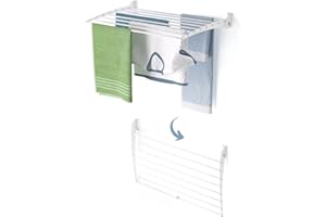 foxydry Fold, Stendibiancheria da parete, Stendino Verticale, Pieghevole da Interno e Esterno in Alluminio e Acciaio 82x50x50 cm (Bianco Down, 1x Fold 80)