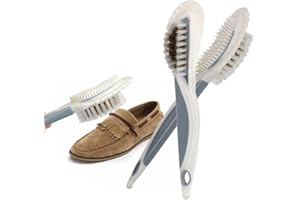 WUBAYI Cepillo de gamuza 4 en 1 y cepillo de exfoliación Cuidado de limpieza Cepillo de zapatos multifuncional Cepillo de nylon de latón Cepillo de limpieza de zapatos de gamuza