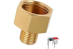 KMUQSHY G1/2 RH weiblich auf G1/4 LH männlich, LPG Gas Adapter 1/2" x 1/4" LKS, Gaskocher Übergangsstück, Messing Gas Schlauch Adapter für Campingkocher, Grill, Hockerkocher, Kupfer Übergang für Gasgeräte