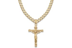 Jewow Acier Inoxydable Jésus Christ Croix Collier Pendentif pour Homme 7mm Largeur Chaîne