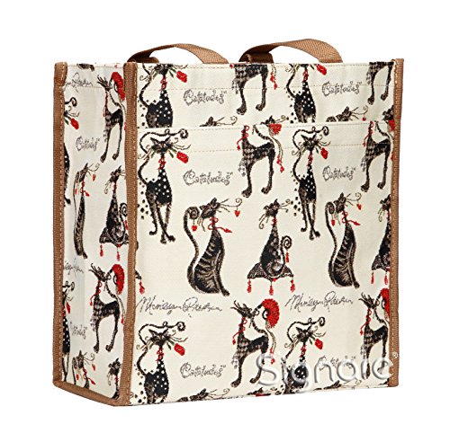 Bolso tapiz Shopper de moda Signare para mujer bolso de hombro (Gato de acitud)
