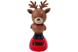 Pomurom Wackelfigur Elch, Solarbetriebener Schwingender Elch, Solar Tanzende Elch Wackelfigur Spielzeug für Auto Armaturenbrett Zuhause Büro Schreibtisch Dekoration, Geschenk für Fahrer