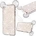 Produktbild GrandEver iPhone 7 Weiche Silikon Hülle Solide TPU Glitzer Gelee Strass Diamant Zurück Maus Ohr Entwurf Schutzhülle Flexible Etui mit Handschlaufe Gel Skin Rubber Transparent Bumper Klar Hülse Gummi Dünn HandyTaschen - Weiß