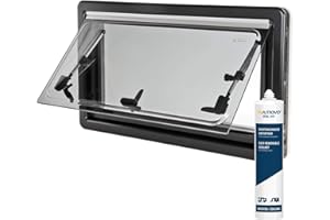 CARBEST wamovo Ausstellfenster Verschiedene Größen 50x35 BIS 90x45cm Fliegengitter, Verduklungsrollo, Teleskopaussteller INKL Dichtmittel (1st 90x45)