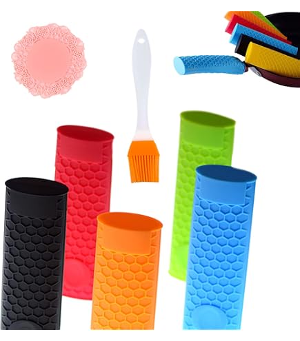 ZAHD Lot De 12 Paires Poignées Silicone Anti-Brûlure – Mini Gants Thermiques Pour Poêles, Casseroles, Wok – Rouge, Bleu, Noir