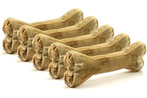 Huesos masticables DOGBOSS Ingredientes 100% Naturales, Diferentes tamaños y sabores (5 Huesos con Pollo, 12 cm)
