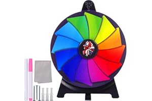 iElyiEsy 12 Inch Spinning Prize Wheel – 12 Color Slots, Tabletop Spin Wheel for Parties, Carnivals, Trade Shows & Games – Includes Head Pointer for Decision Making & Fun Giveaways (12 Inch)