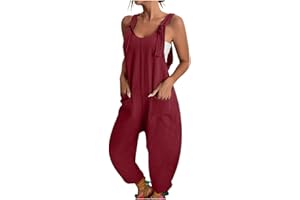 GENERIC Salopettes Femme Été Salopette Décontractée Combinaison Ample sans Manches Jumpsuit Imprimé Grande Taille Jambe Large Imprimé Fantaisie Grandes Tailles Modern Voyage Airness Jumpsuit Femme