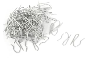 UXCELL sourcingmap Drapery Curtain Tape Buckram Metal Pinch Pleat Hooks for Window Curtain, Door Curtain and Shower Curtain Silver Tone 50pcs