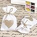 Produktbild 50 Stück/Pack Brulap Süßigkeitentüte für Geburtstag, Hochzeit, Party, Geschenktüten für Schmuck, Basteln, Party, Geschenktüten aus Jute, Sack Beutel (weiß mit braunem Herz, Jute-Schnur)