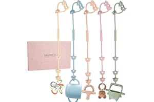 MumEZ Silikone Schnullkette - 5Pcs Cup Catcher BPA freiTrinkbecher Halter für Kinderwagen Hochstuhl Autositz, Babytrage/Autositz